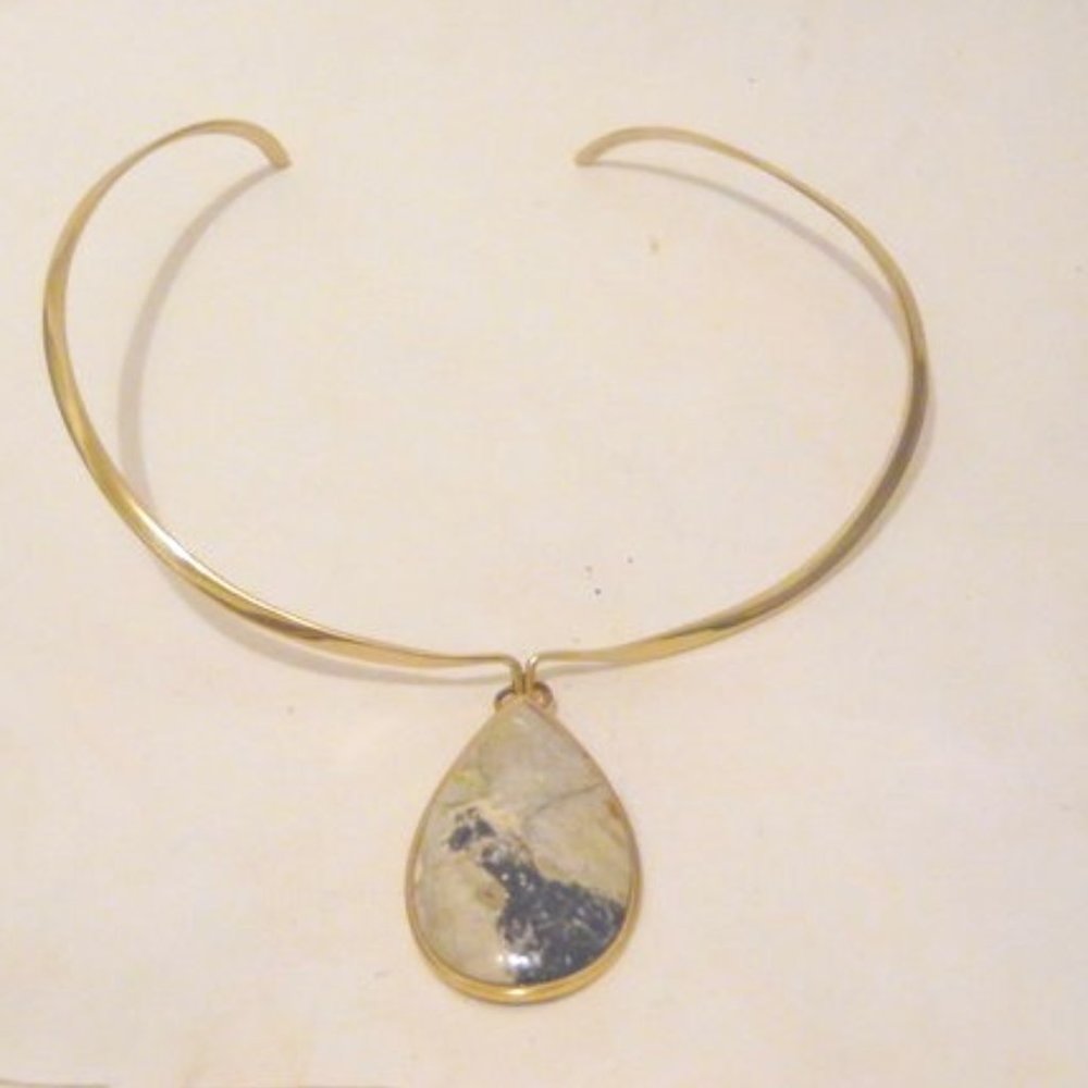 Studio Barse Idaho Opal Bronze Collar Drop Necklace 18"